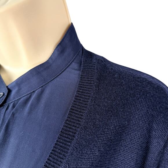 Club Monaco Sweater Top Womens Small Wool Blend Navy Twofer Layered Blouse - Picture 3 of 16